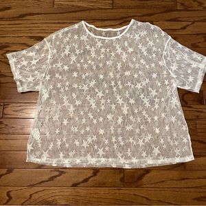 SHEIN white star see-through crop top, 4X